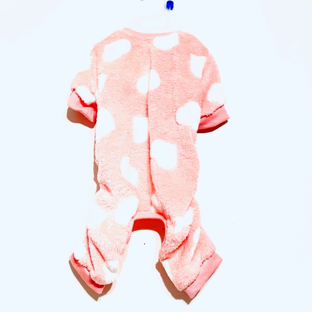 Woof Polka Dots Fuzzy Faux Fur Jumpsuit
